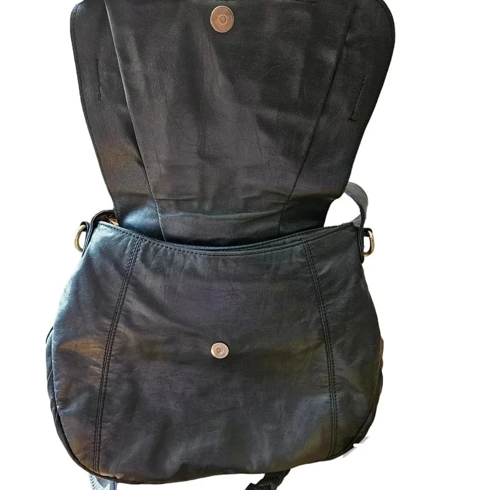 Matt & Nat Vegan Leather Braided Strap Crossbody Shoulder Bag Navy Blue. - Picture 6 of 13